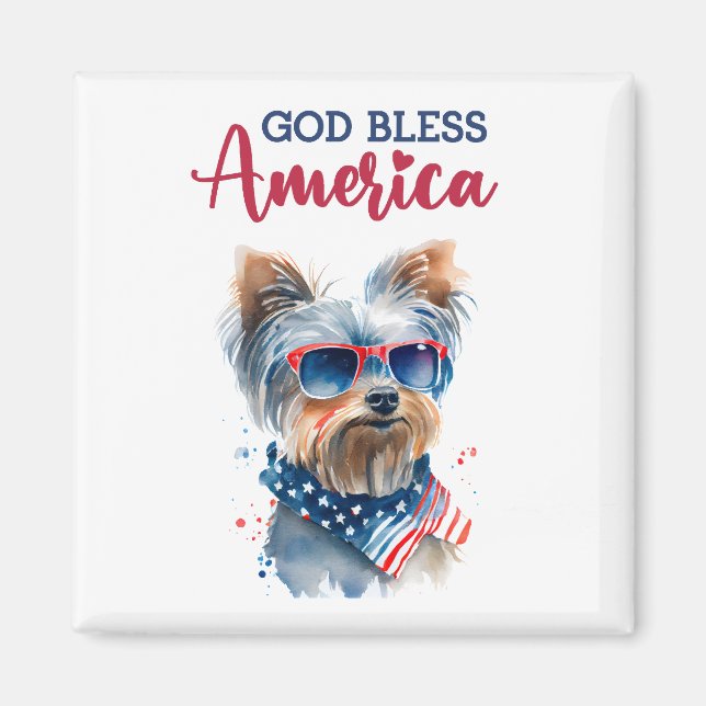 Aimant Chien patriotique Yorkie (Devant)
