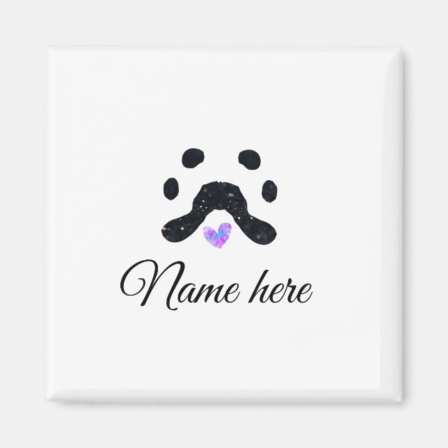 Aimant Chien patte noir animal ajouter nom texte animal p (Devant)