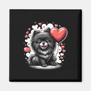 Aimant Chien Pomeranian noir Saint-Valentin propriétaire 