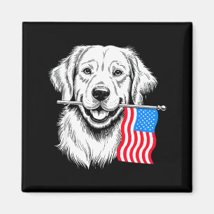 Aimant Chien retriever doré 4 juillet merica américain