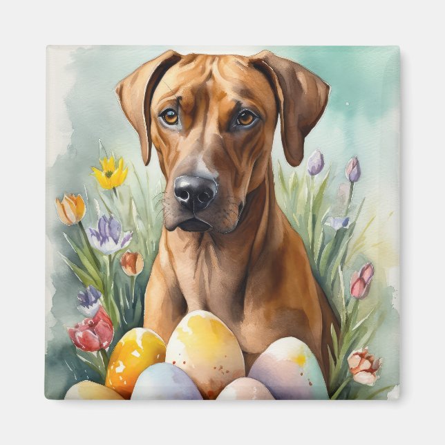 Aimant Chien Rhodesian Ridgeback avec vacances de œufs de (Devant)