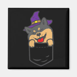 Aimant Chien Shiba Inu noir Poc Sorcière Halloween Chien