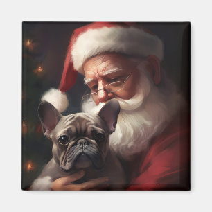 Aimant Chien-taureau français avec Noël Festif du Père No