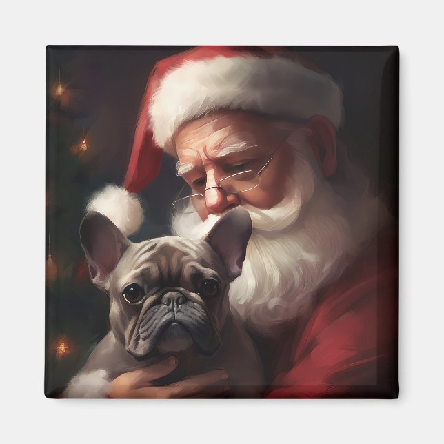 Aimant Chien-taureau français avec Noël Festif du Père No (Devant)