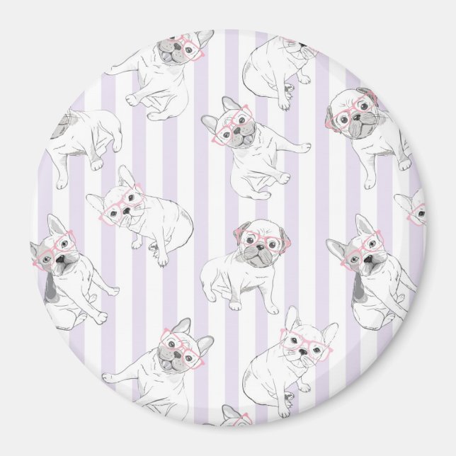 Aimant Chien-taureau français mignon/Boston Terrier (Devant)