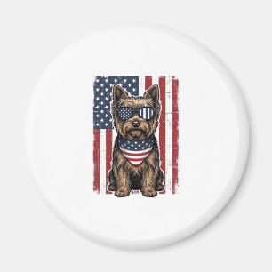 Aimant Chien Terrier Patriotique Drapeau Vintage Vector D
