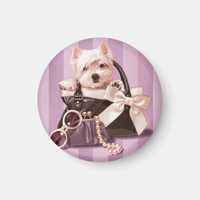 Aimant Chien Westie dans le sac à main (Devant)