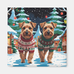 Aimant Chiens Biewer Terrier Noël Neige Fêtes