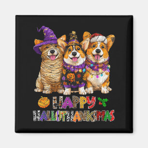 Aimant Chiens Corgi Hallothanksmas Halloween Noël Pompe