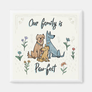Aimant Chiens dans le jardin IV   Notre Famille Est Paw-F