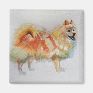 Aimant Chiens d'aquarelle allemands Spitz Pomeranian
