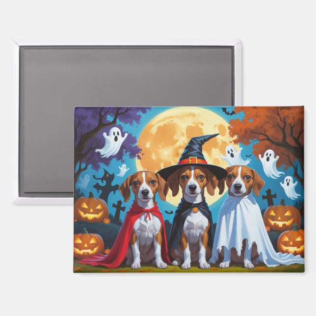 Aimant Chiens de Basenji Citrouille Halloween drôle (Recto/Verso)