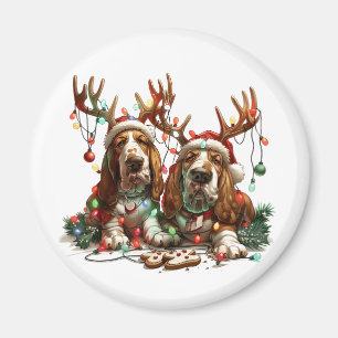 Aimant Chiens de Noël Basset Hound