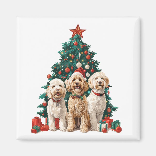 Aimant Chiens de Noël Goldendoodle (Devant)