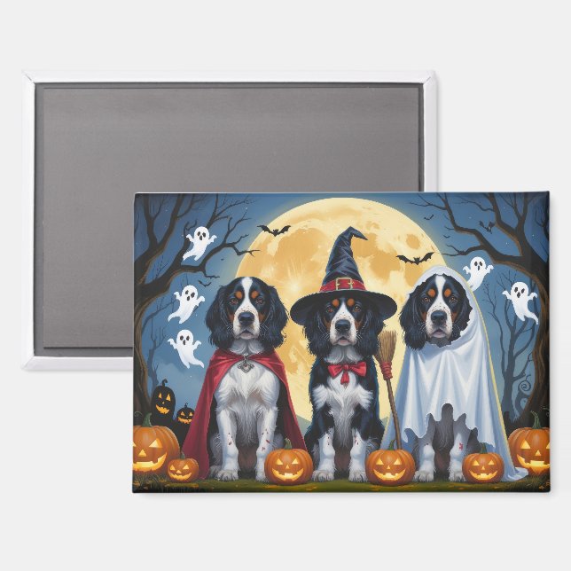 Aimant Chiens de Setter anglais Citrouille Halloween Funn (Recto/Verso)