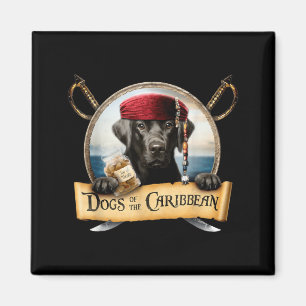 Aimant Chiens des Caraïbes - Pirate Labrador Noir Mignon