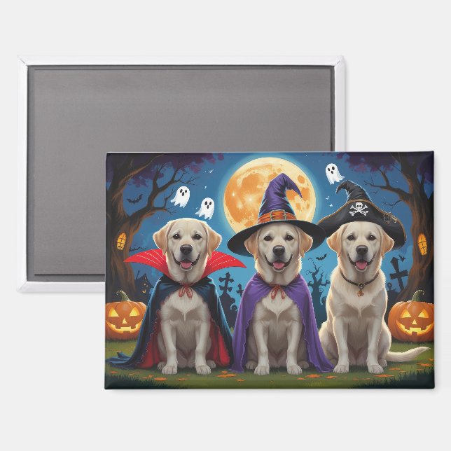 Aimant Chiens du Labrador Citrouille Halloween Funny (Recto/Verso)