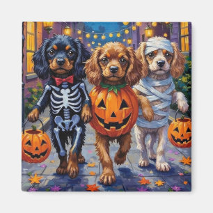 Aimant Chiens Espagnols Tibétains En Costumes D'Halloween