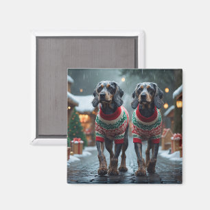 Aimant Chiens Griffon à Poil Dur de Noël Neige