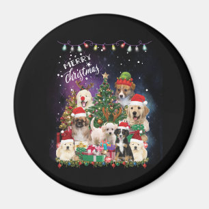 Aimant Chiens Joyeux Noël Lumière