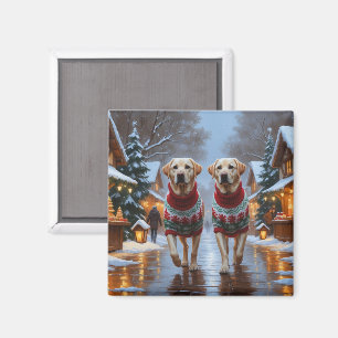 Aimant Chiens Labrador Noël Neige Fêtes