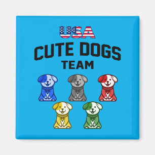 Aimant Chiens Mignons Drôles Équipe De Chiots Usa