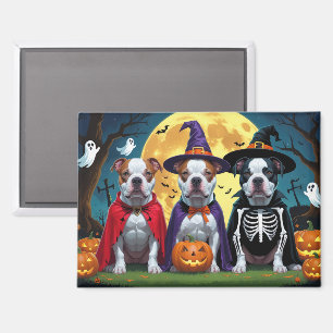 Aimant Chiens Pitbull Citrouille Halloween Drôle