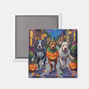 Aimant Chiens Pitbull faisant Trick-or-Treating Costumes