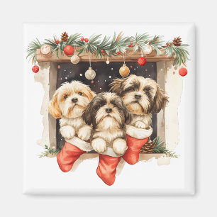 Aimant Chiens Shih Tzu de Noël