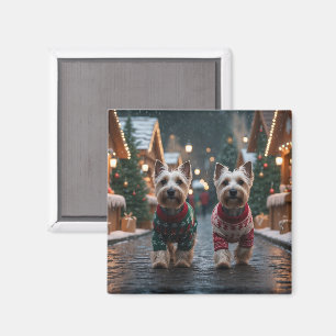 Aimant Chiens Terrier Écossais Noël Neige Fêtes