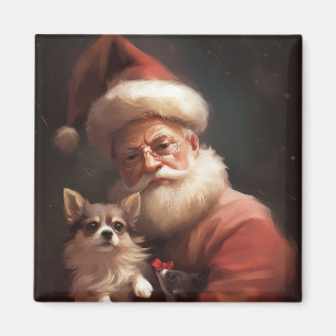 Aimant Chihuahua avec Noël Festif du Père Noël