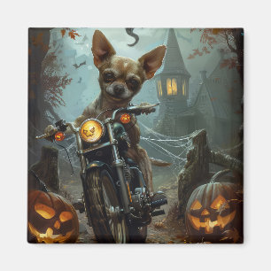 Aimant Chihuahua équitation moto Halloween effrayant