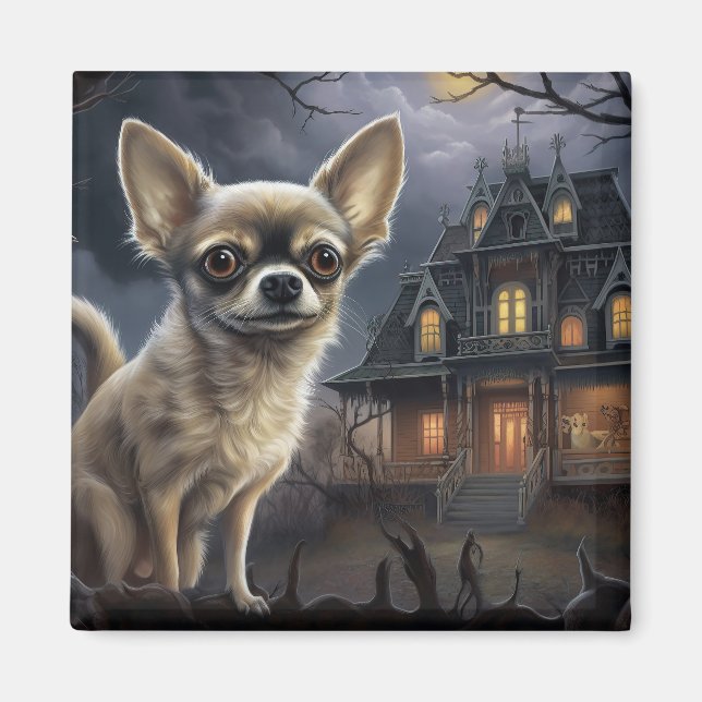 Aimant chihuahua Halloween effroi (Devant)