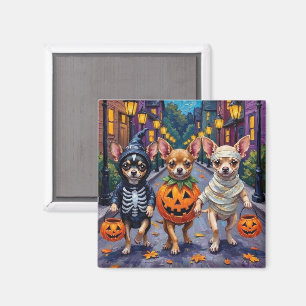 Aimant Chihuahua Trick-or-Treating en costumes d'Hallowee