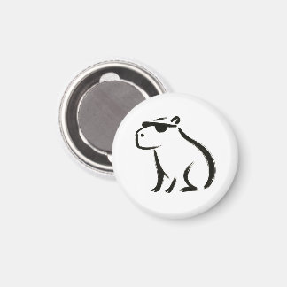 Aimant Chill Capybara - Conception de pinceau d'encre sur