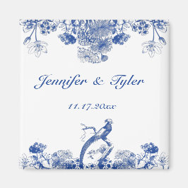 Aimant Chine florale bleue et blanche Motif avec oiseaux