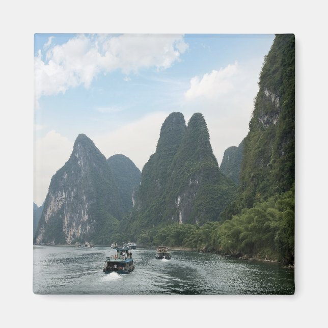 Aimant Chine, Guilin, rivière Li, bateaux de rivière bord (Devant)