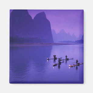 Aimant Chine, rivière Li. Pêcheurs au cormoran.