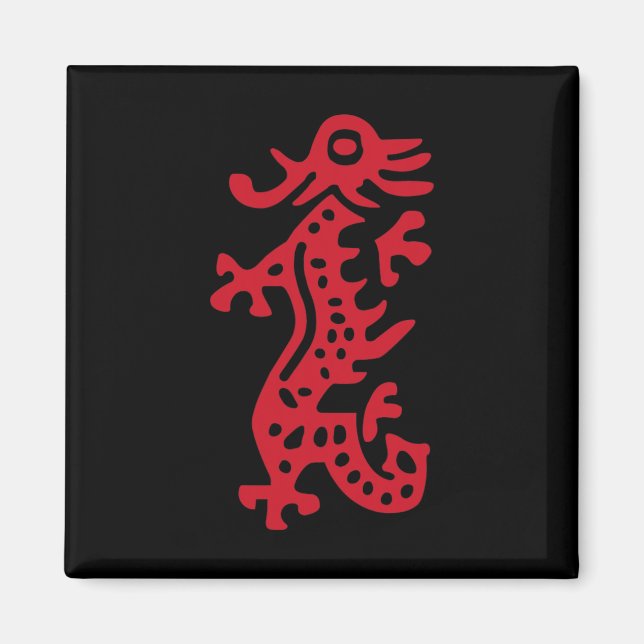 Aimant Chinois Mah Jong Dragon Rouge Carrelage Mahjong Co (Devant)