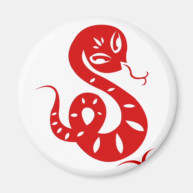 AIMANT CHINOIS ZODIAC PAPERCUT SNAKE ILLUSTRÉ CHEMISE (Devant)