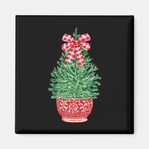 Aimant Chinoiserie Arbre de Noël Rouge Blanc Ginger Jar H