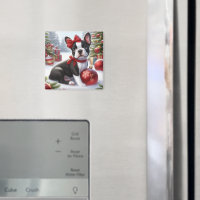 Chiot de Boston Terrier avec ornements de Noël