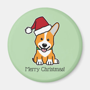 Aimant chiot de chien Corgi chapeau de Noël de Père Noël