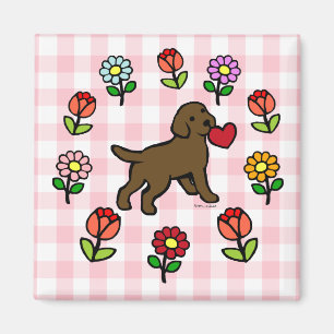 Aimant Chiot de laboratoire de chocolat et coeur rouge