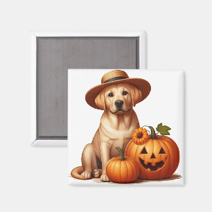 Aimant Chiot du Labrador jaune portant Casquette avec Cit