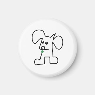 Aimant Chiot Mignon Une Ligne Avec Une Balle Verte