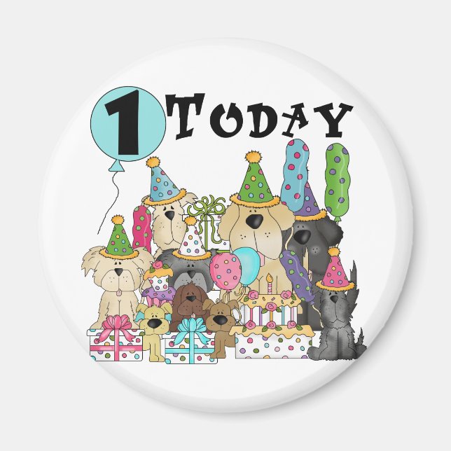 Aimant Chiots 1er Anniversaire Tshirts et cadeaux Bash (Devant)