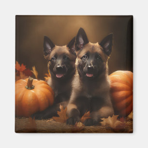 Aimant Chiots Berger Belge Délice d'Automne Citrouille