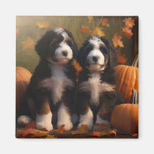 Aimant Chiots Bernedoodle Délice d'Automne Citrouille