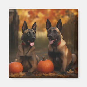 Aimant Chiots Malinois Belge Délice d'Automne Citrouille 